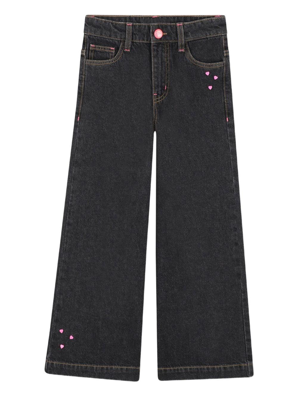 billieblush denim nero gamba larga con applicazioni cuoricini U21340Z21 Billieblush