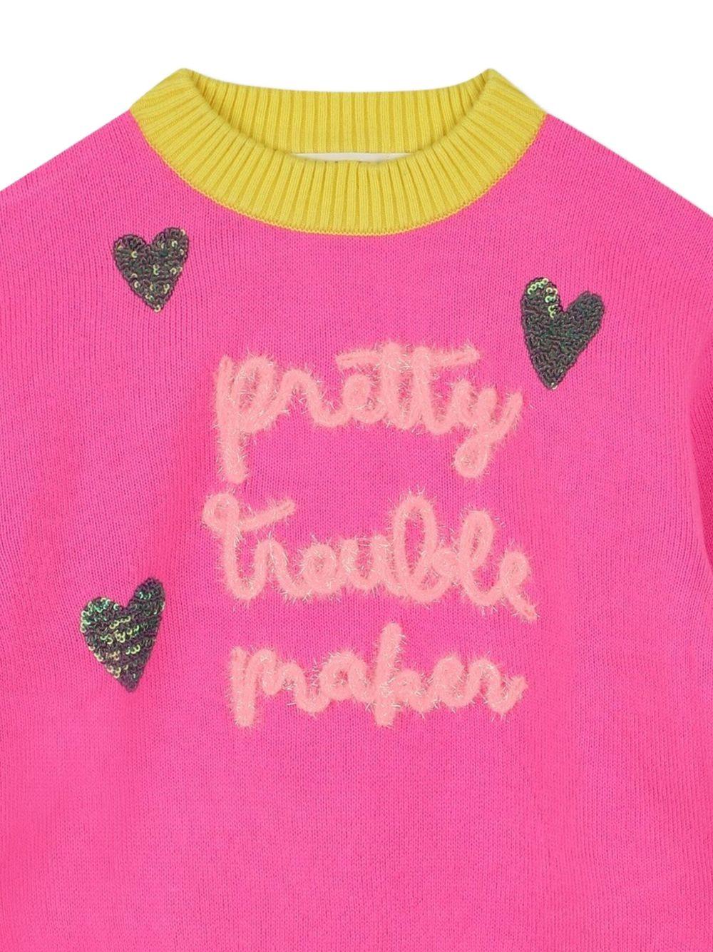 billieblush pull girocollo con scritte a rilievo e pilettes U21378473 Billieblush