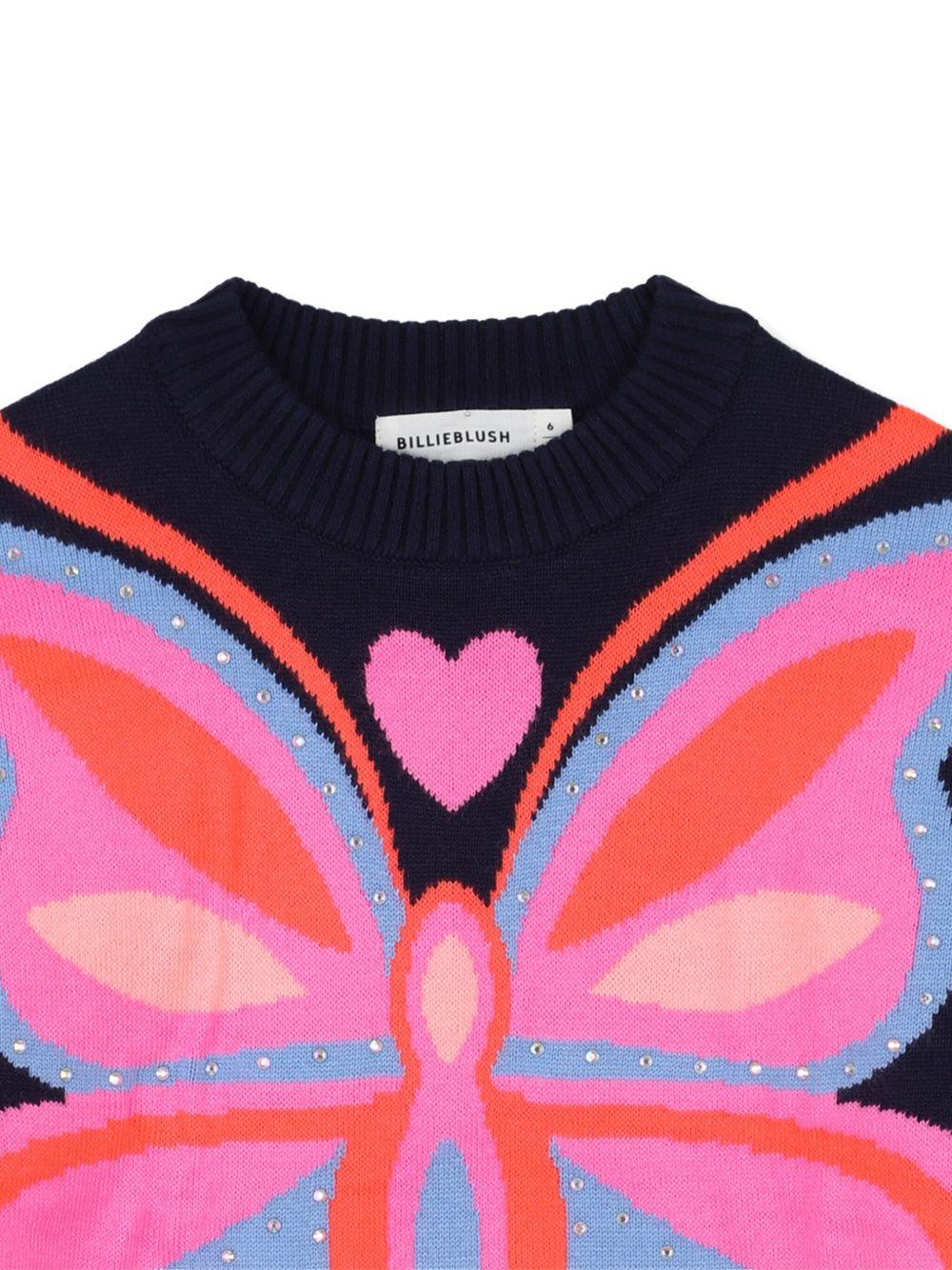 billieblush pull girocollo multicolor disegno farfalla con borchiette U2136885T Billieblush