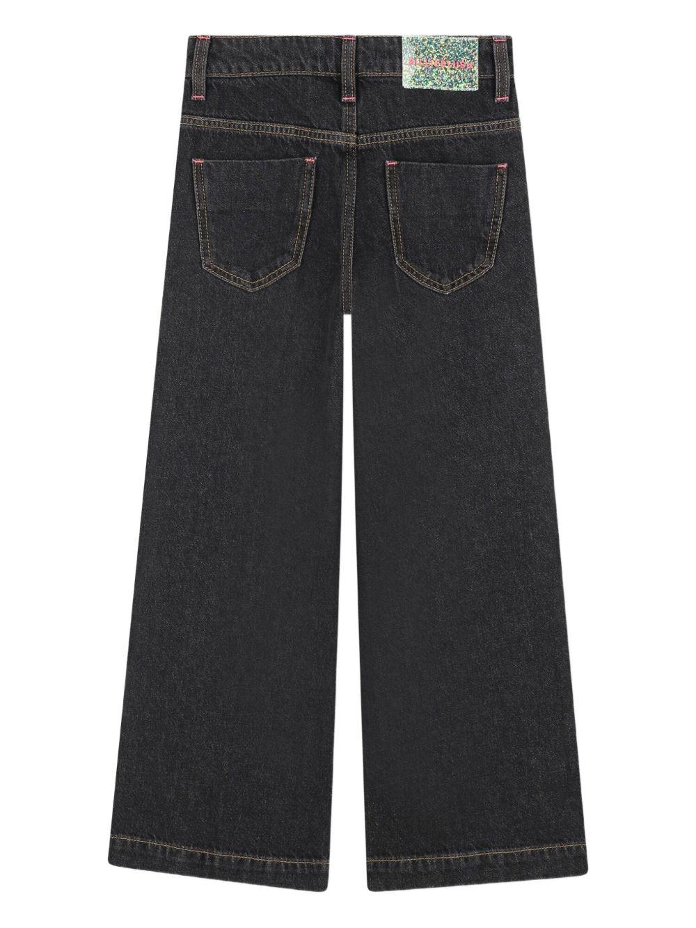 billieblush denim nero gamba larga con applicazioni cuoricini U21340Z21 Billieblush