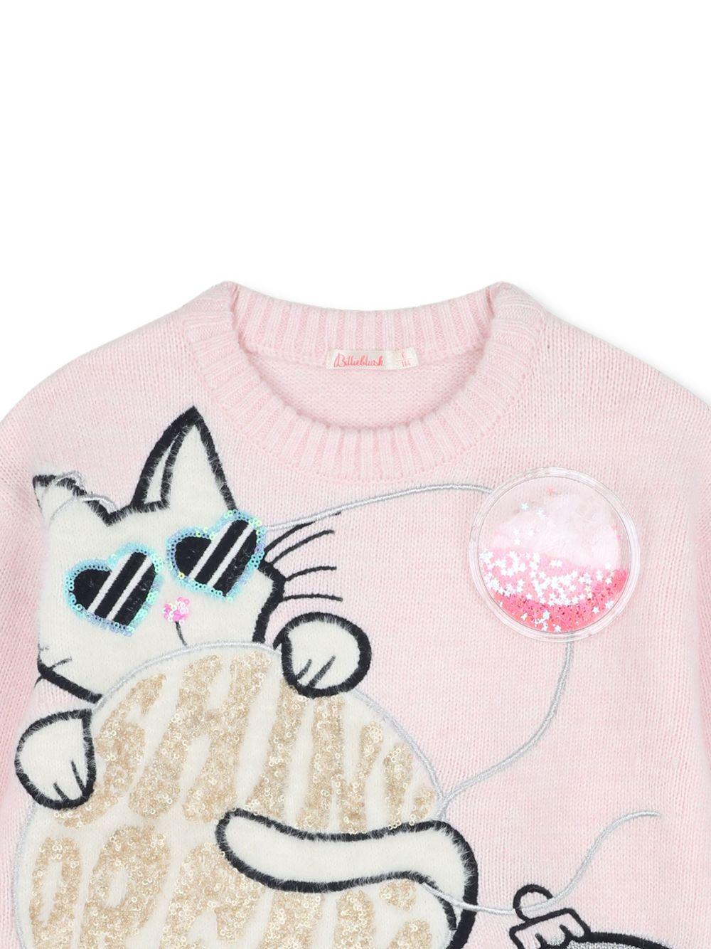 billieblush pull girocollo con patch gattino e pailettes U2138047V Billieblush
