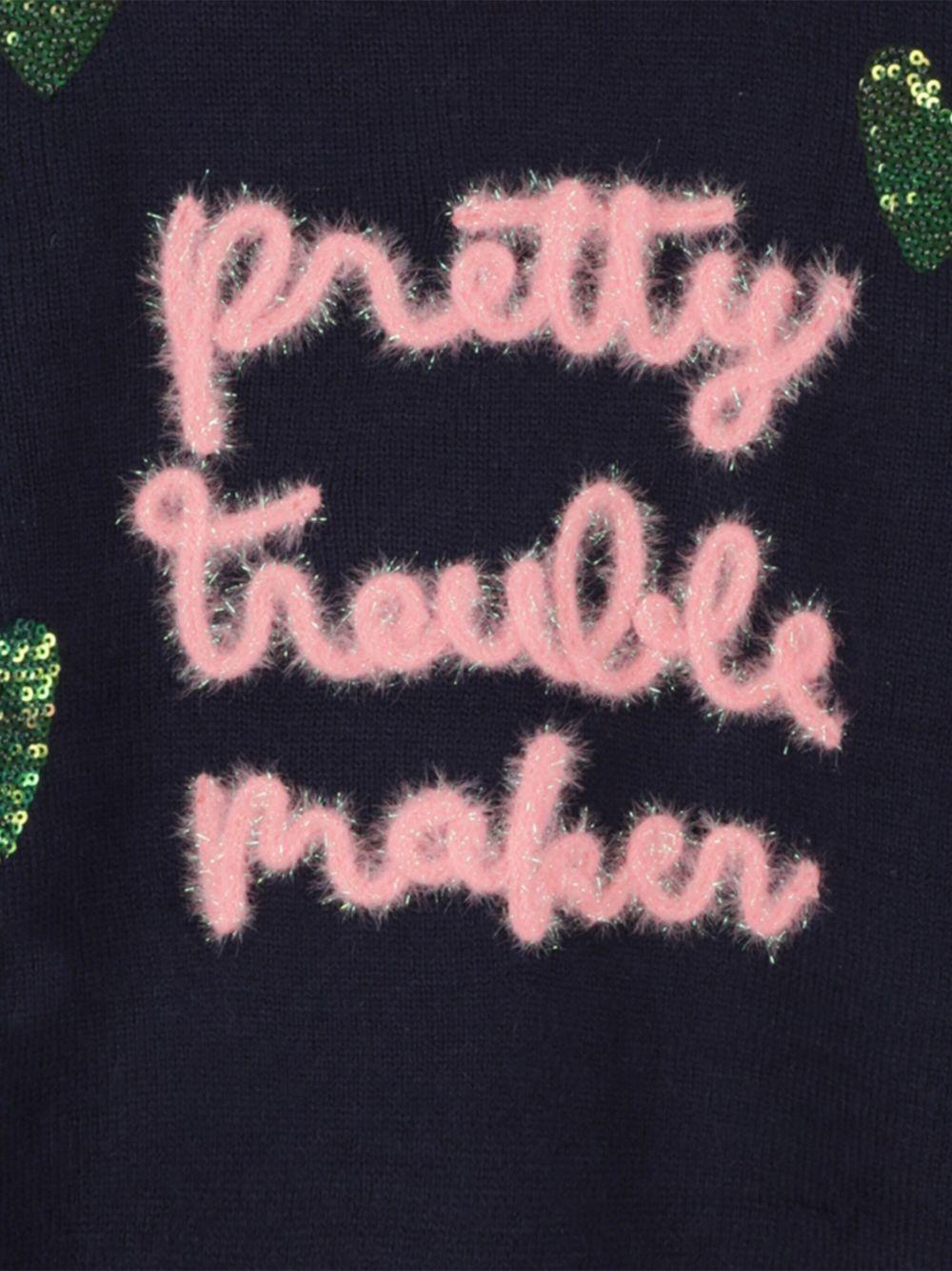 billieblush pull girocollo con scritte a rilievo e pilettes U2137885T Billieblush
