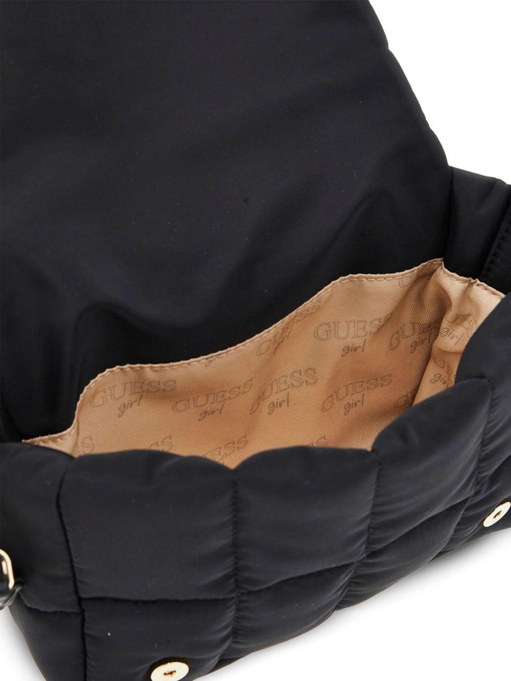 guess borsa con tracolla in tessuto trapuntata con logo oro J5BZ37WFTO0JBLK guess