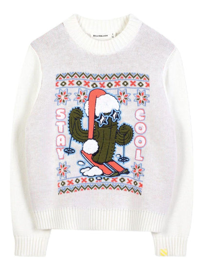 billieblush pullover girocollo con patch e scritte motivo natale U21157121 Billieblush