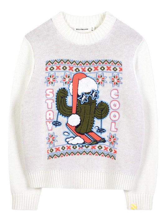 billieblush pullover girocollo con patch e scritte motivo natale U21157121 Billieblush