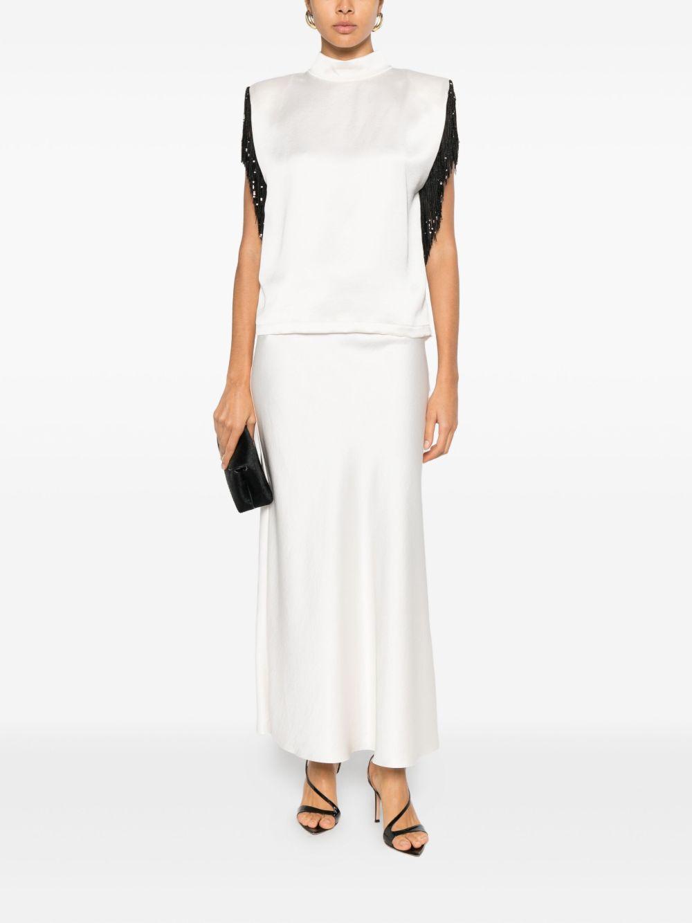 jucca top raso con frangia e gonna in raso con bordo velluto J4212247J4215081/38P045 jucca