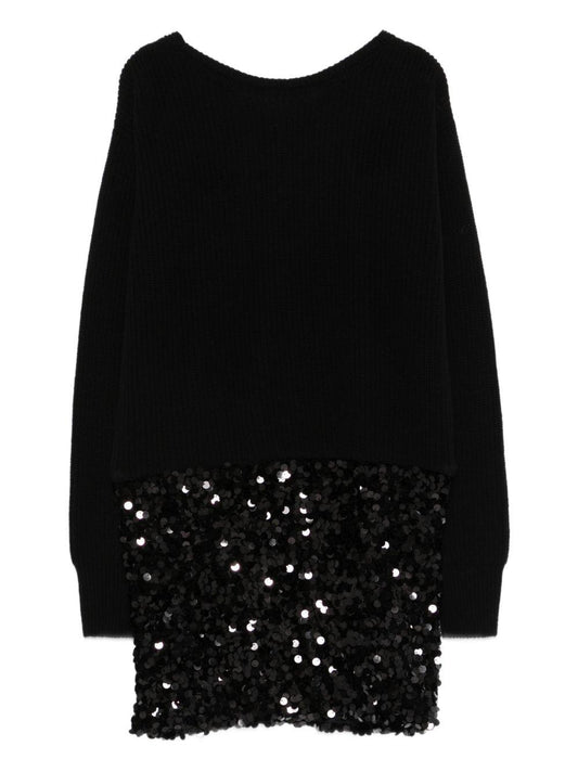 jucca abito incrociato in maglia con gonna in pailettes J4211024/127W003 jucca