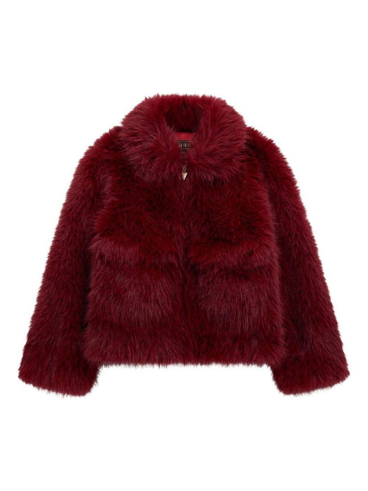 guess giubbino in ecopelliccia con scritta logo J5BL02WHH10G5A9 guess