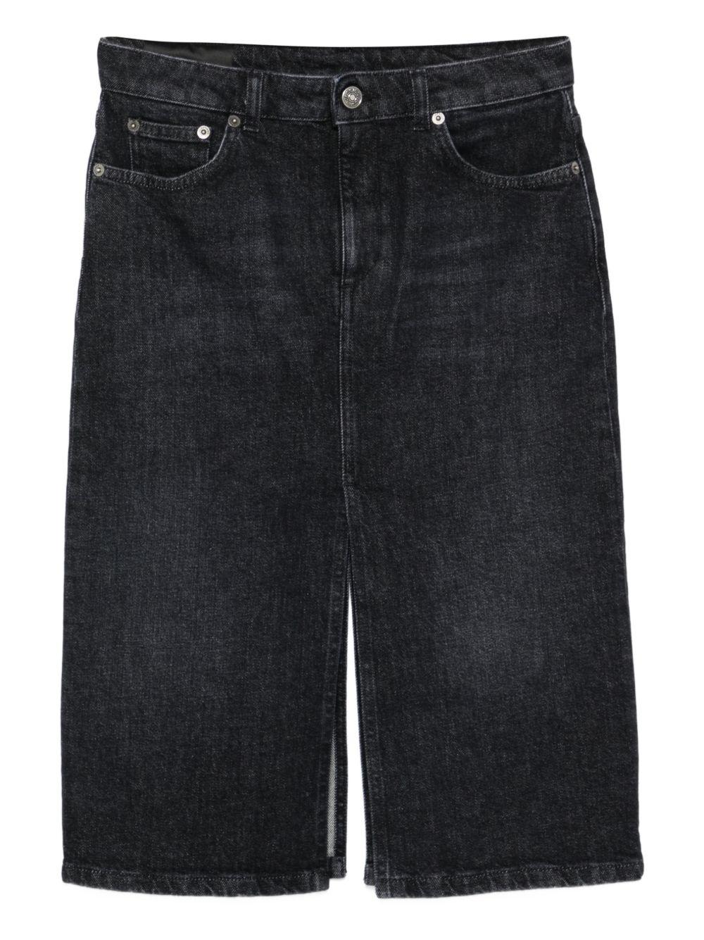 dondup gonna longuette in denim con spacchi centrale DFGO020N000 DONDUP