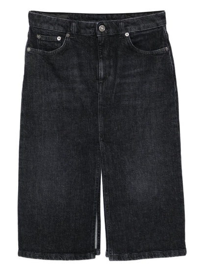 dondup gonna longuette in denim con spacchi centrale DFGO020N000 DONDUP