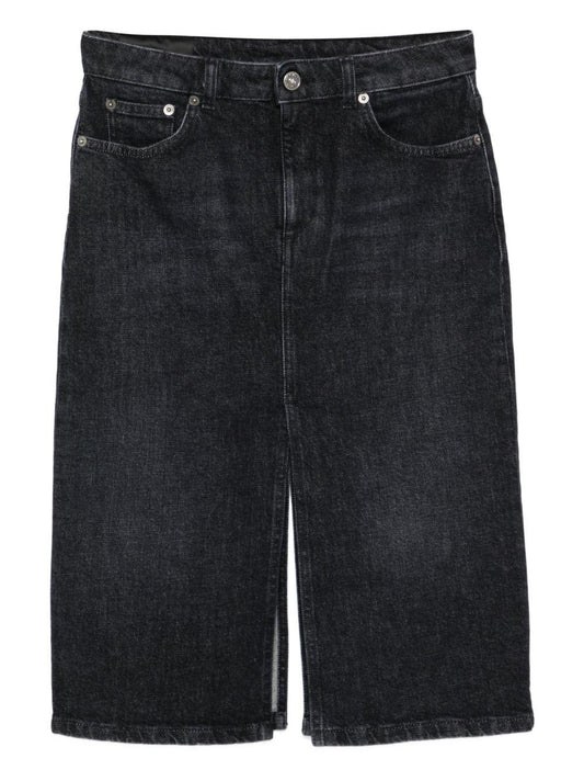 dondup gonna longuette in denim con spacchi centrale DFGO020N000 DONDUP