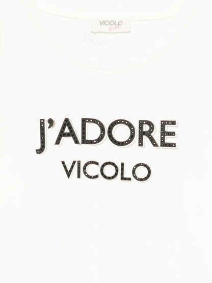 vicolo tshirt con scritta e strass 3141M00221LT vicolo