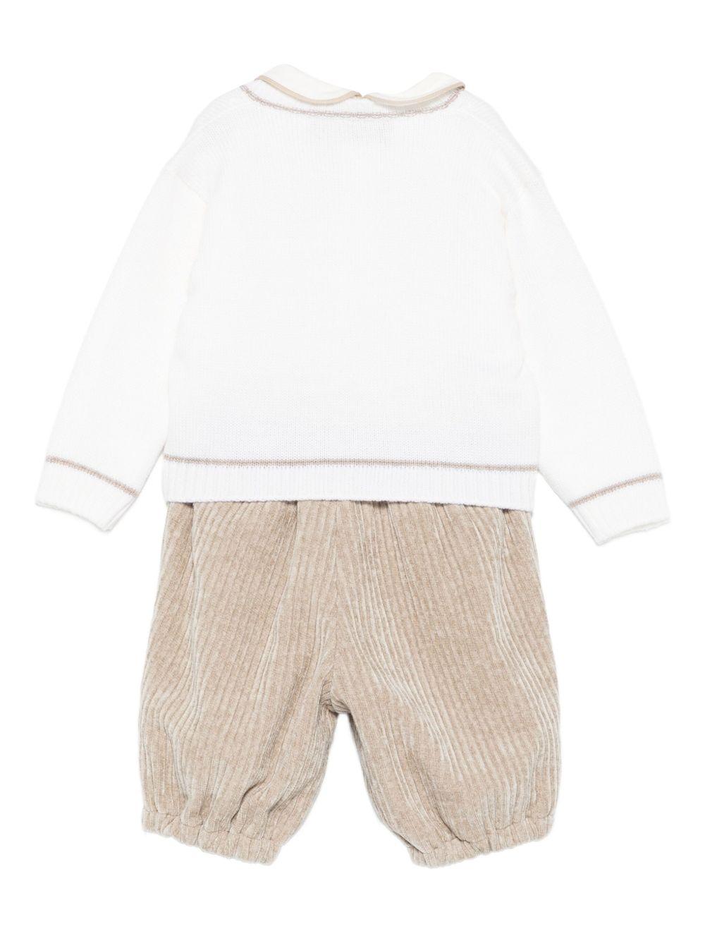 la stupenderia camicia body con collo tondo e profilo con bermuda rocciatore e cardigan con profili TBCT23V20CBG La Stupenderia