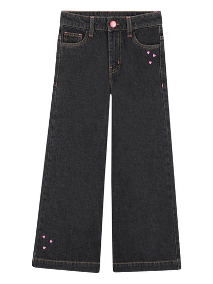 billieblush denim nero gamba larga con applicazioni cuoricini U21340Z21 Billieblush