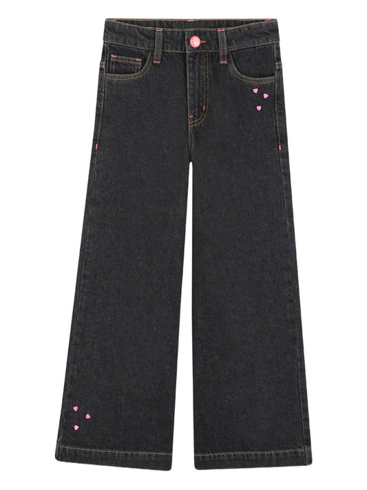 billieblush denim nero gamba larga con applicazioni cuoricini U21340Z21 Billieblush
