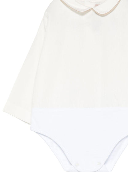 la stupenderia camicia body con collo tondo e profilo con bermuda rocciatore e cardigan con profili TBCT23V20CBG La Stupenderia