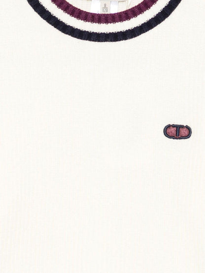 twin set maglia girocollocon banda a contrasto 252GJ303000435 Twin set