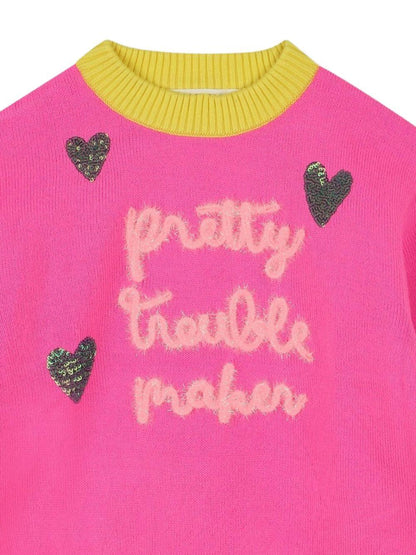 billieblush pull girocollo con scritte a rilievo e pilettes U21378473 Billieblush