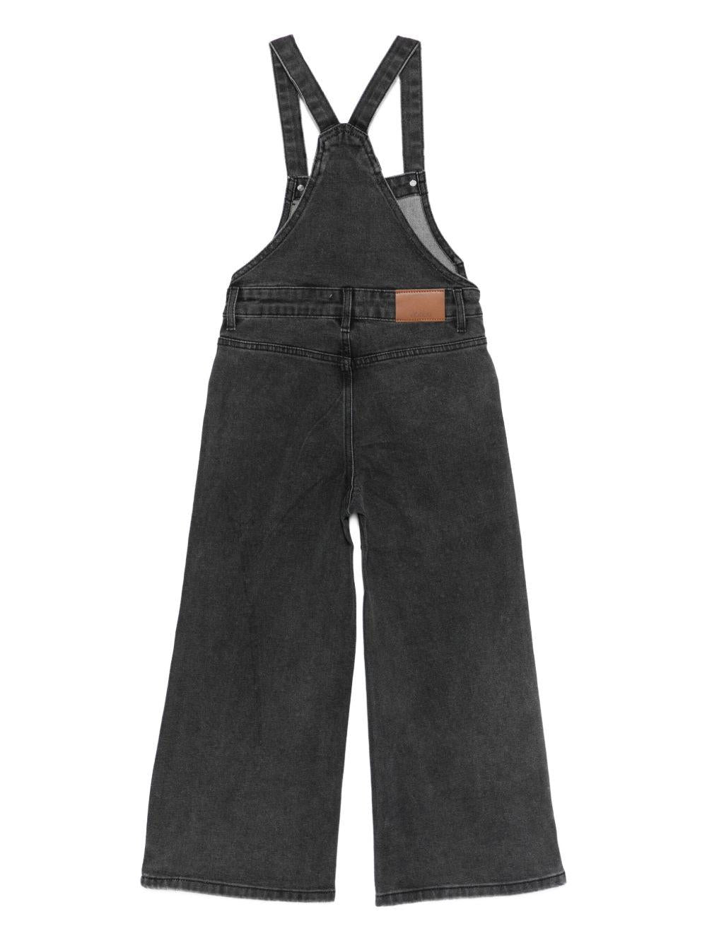 vicolo salopette in denim con strass neri sul davanti 3141TD00207NE vicolo