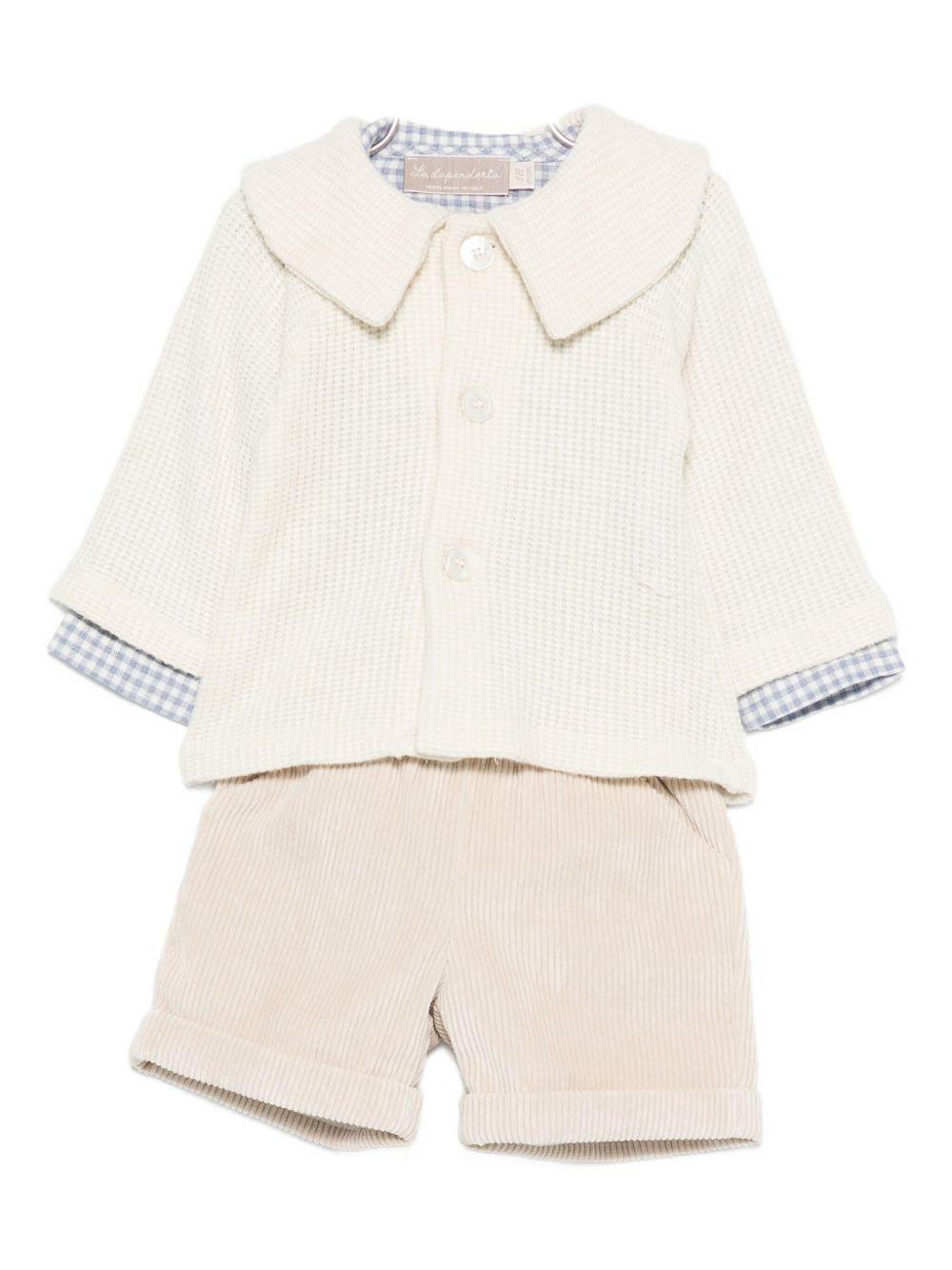 la stupenderia camiciaa quadretti  con profilo bermuda millerighe con cardigan in maglia TBBD01Y25NATCBG La Stupenderia