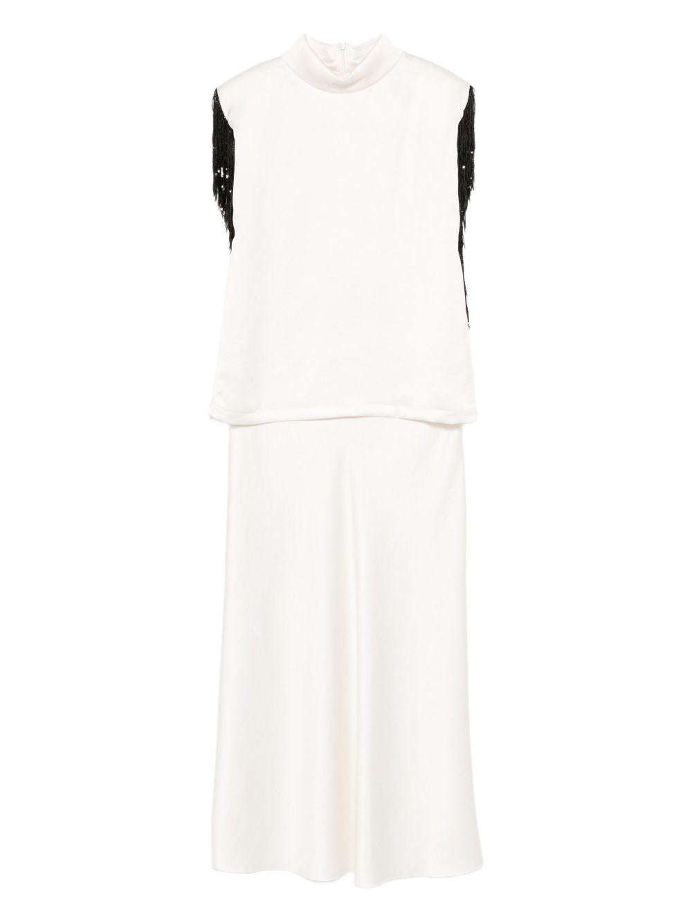 jucca top raso con frangia e gonna in raso con bordo velluto J4212247J4215081/38P045 jucca