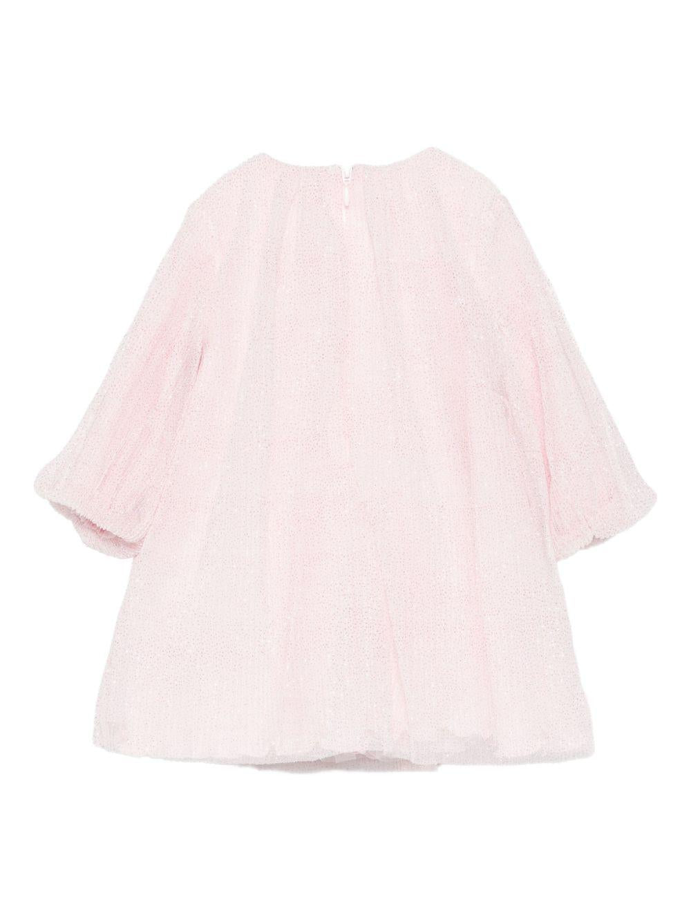 le bebe' abito in tulle lurex plissettato con fiocco LBG6173RO LE BEBE'