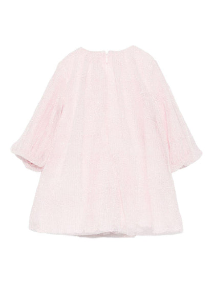 le bebe' abito in tulle lurex plissettato con fiocco LBG6173RO LE BEBE'