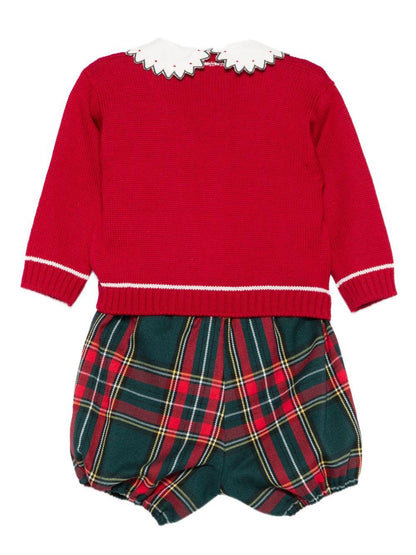 la stupenderia camicia body con collo smerlato e ricamato con coulotte scozzese TBCT19Z15VRCROS La Stupenderia