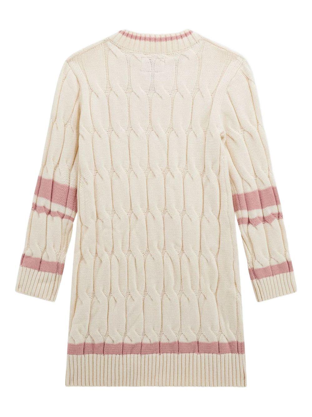 guess abito in maglia a treccia con scollo a v e lettera logo con applicazioni perle J5BK18Z37L1G012 guess