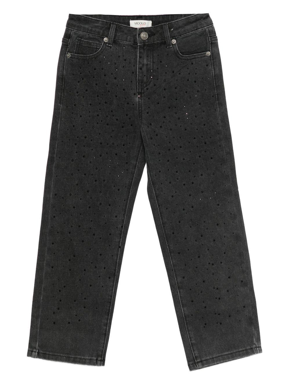 vicolo denim regular con strass neri sul davanti 3141PD00203NE vicolo