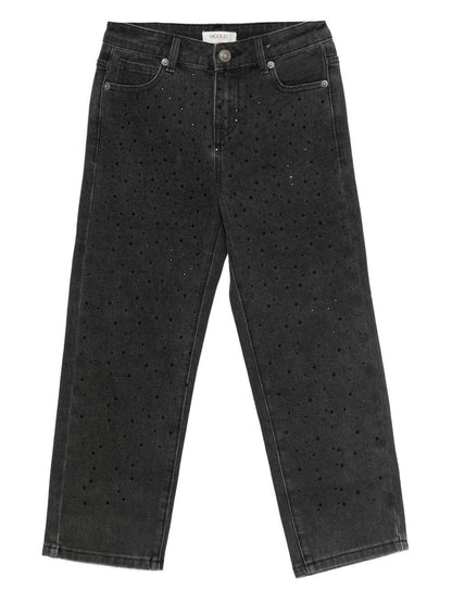 vicolo denim regular con strass neri sul davanti 3141PD00203NE vicolo