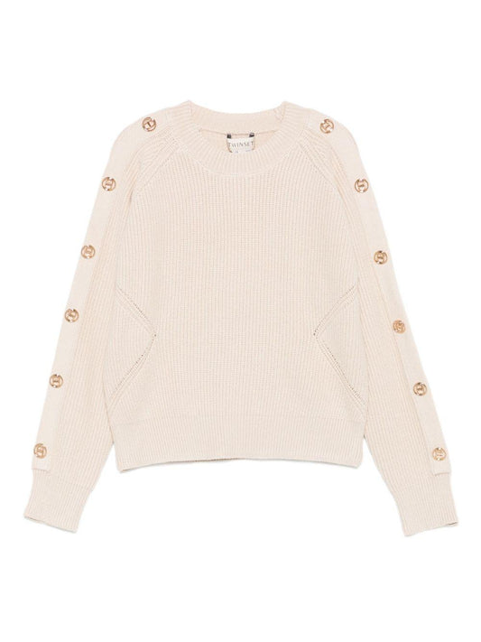 twin set lupetto in maglia a costina 252GJ306110884 Twin set