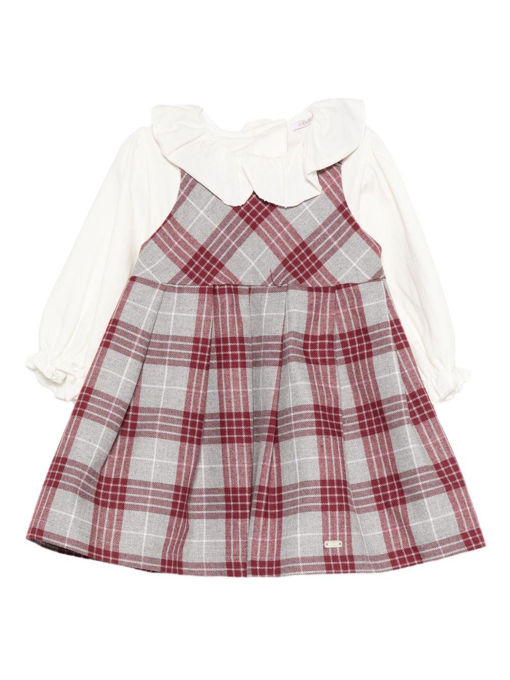 le bebe' scamiciata a quadri con lupetto con collo rouches LBG6074LBG5450GR LE BEBE'