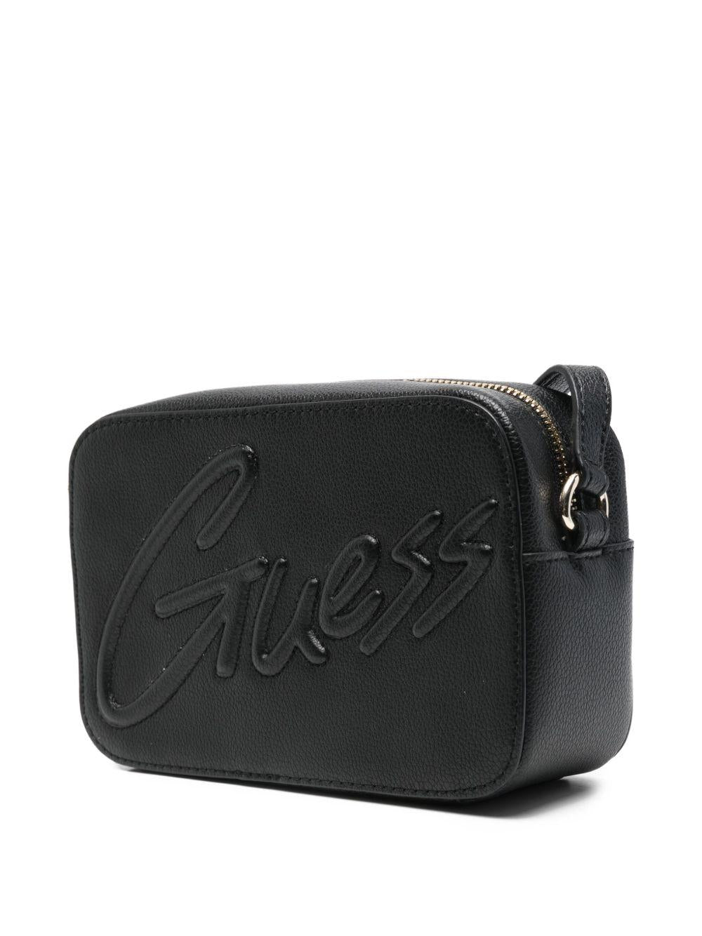 guess borsa con tracolla e scritta logo in oro J5GZ07WG730JBLK guess