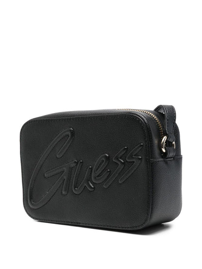 guess borsa con tracolla e scritta logo in oro J5GZ07WG730JBLK guess