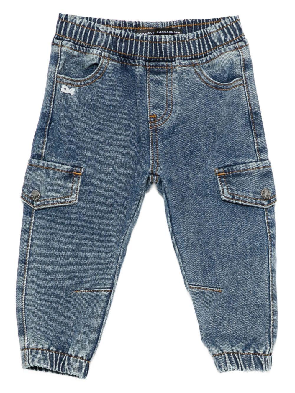 daniele alessandrini denim cargo con elastico in vita e sul fondo 1291PD00097BL DANIELE ALESSANDRINI