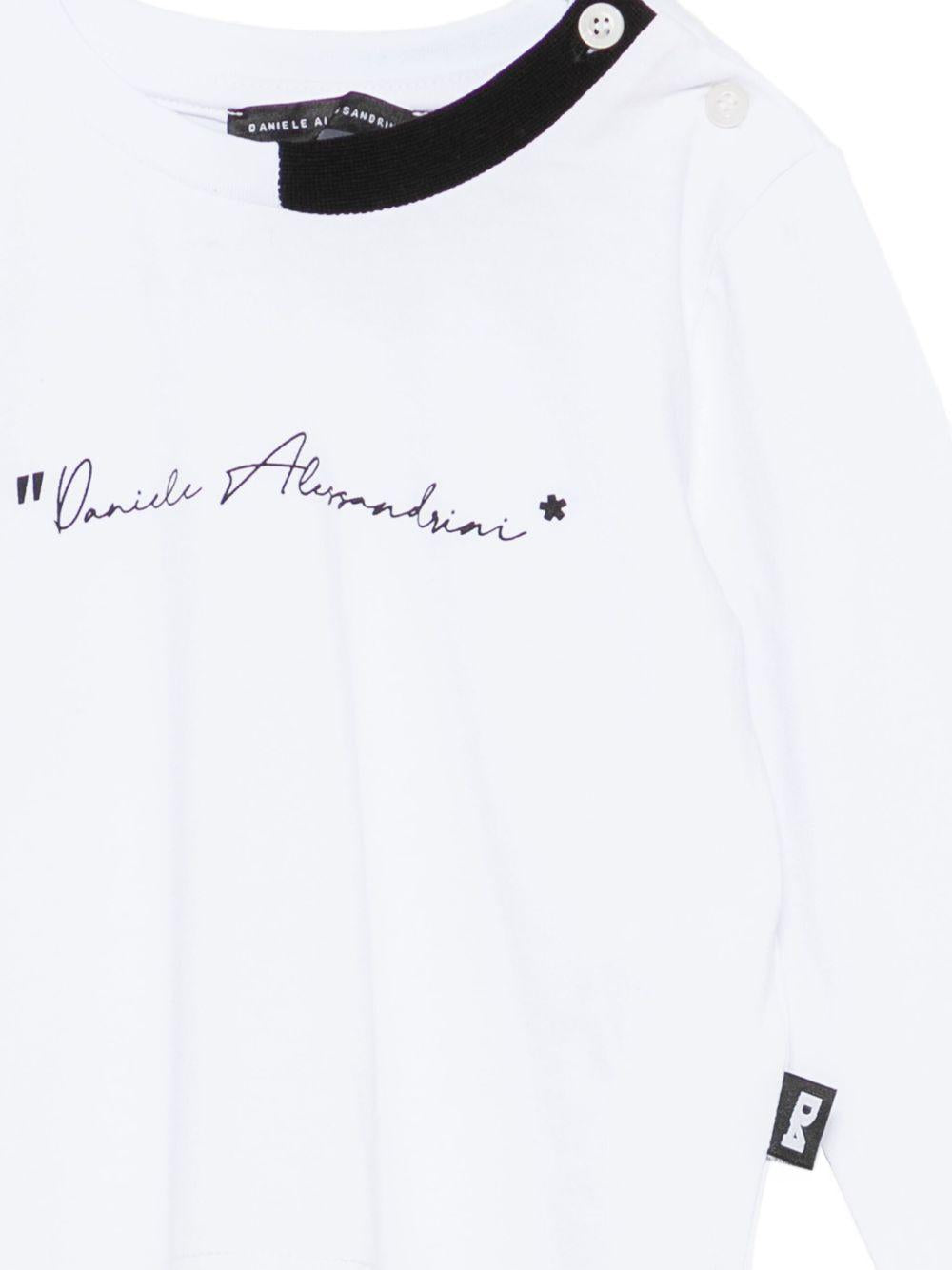 daniele alessandrini tshirt manica lunga con scritta logo 1291M00125BI DANIELE ALESSANDRINI