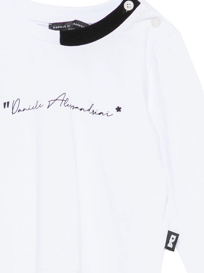 daniele alessandrini tshirt manica lunga con scritta logo 1291M00125BI DANIELE ALESSANDRINI