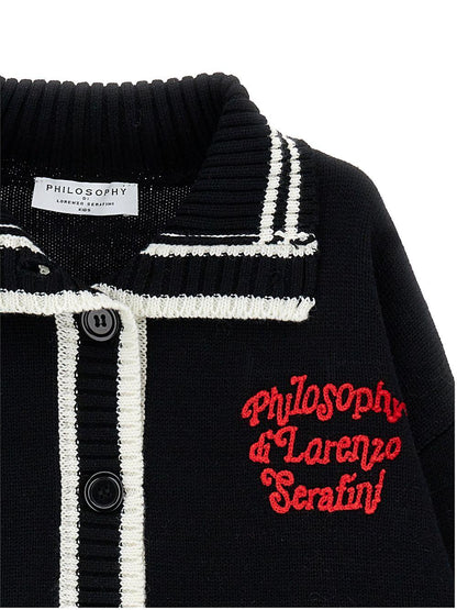 philosophy di lorenzo serafini maxi cardigan con scritte I9F0846062P050 Philosofy kids