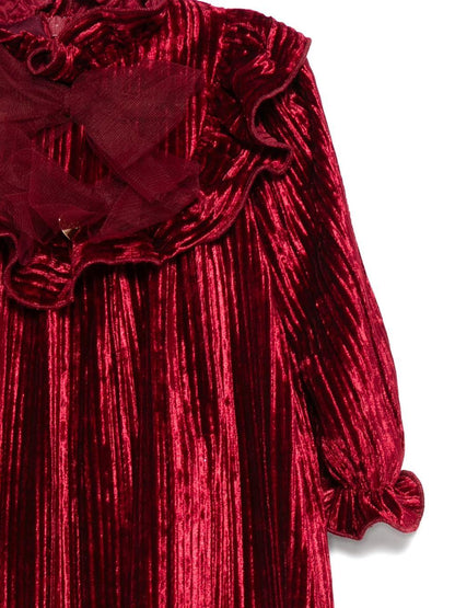 le bebe' abito in ciniglia plisse LBG6079ROS LE BEBE'