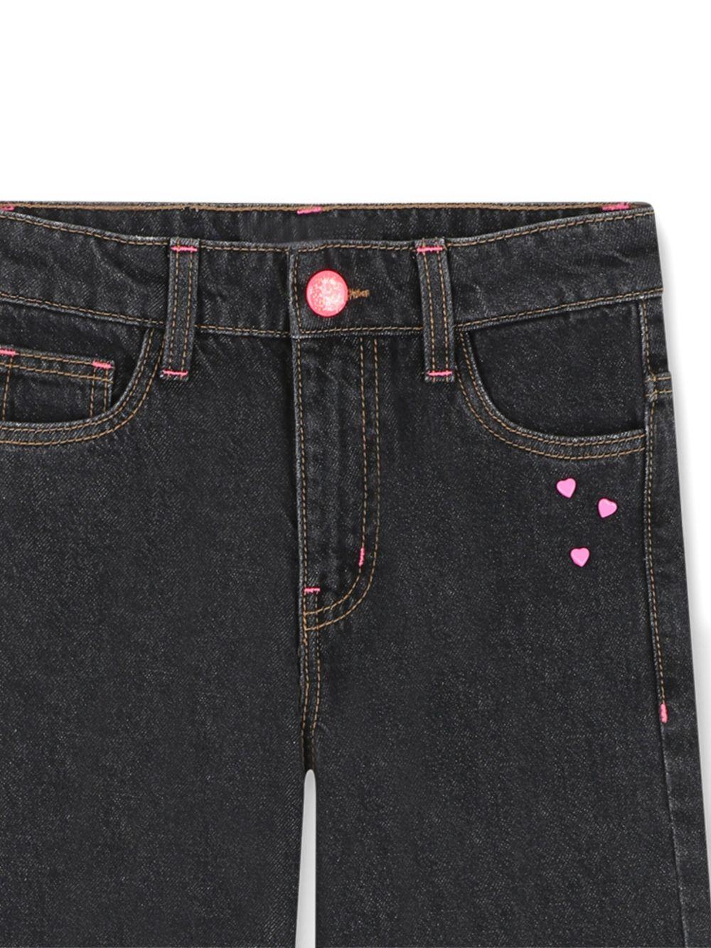 billieblush denim nero gamba larga con applicazioni cuoricini U21340Z21 Billieblush