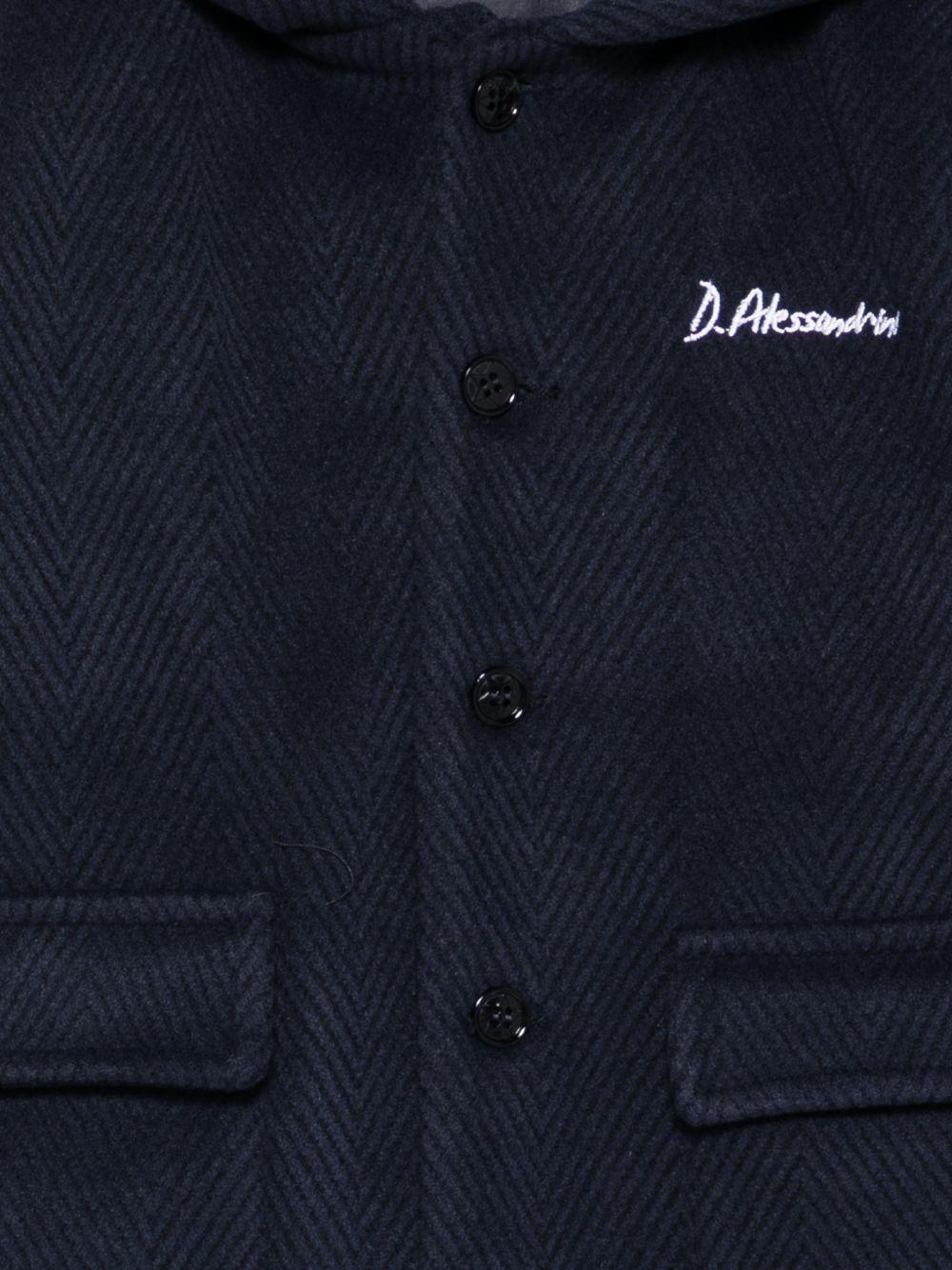 daniele alessandrini cappotto con cappuccio e tasconi tessuto spigato in tinta 129O00137BBL DANIELE ALESSANDRINI