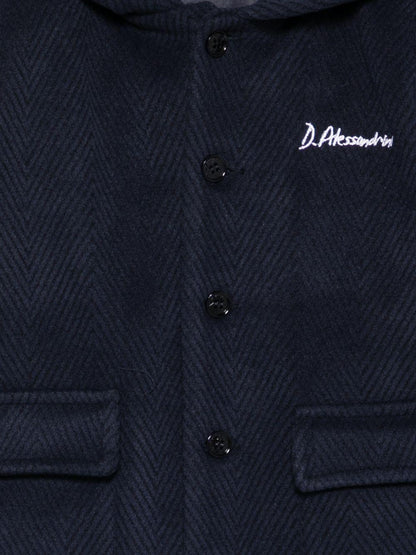 daniele alessandrini cappotto con cappuccio e tasconi tessuto spigato in tinta 129O00137BBL DANIELE ALESSANDRINI