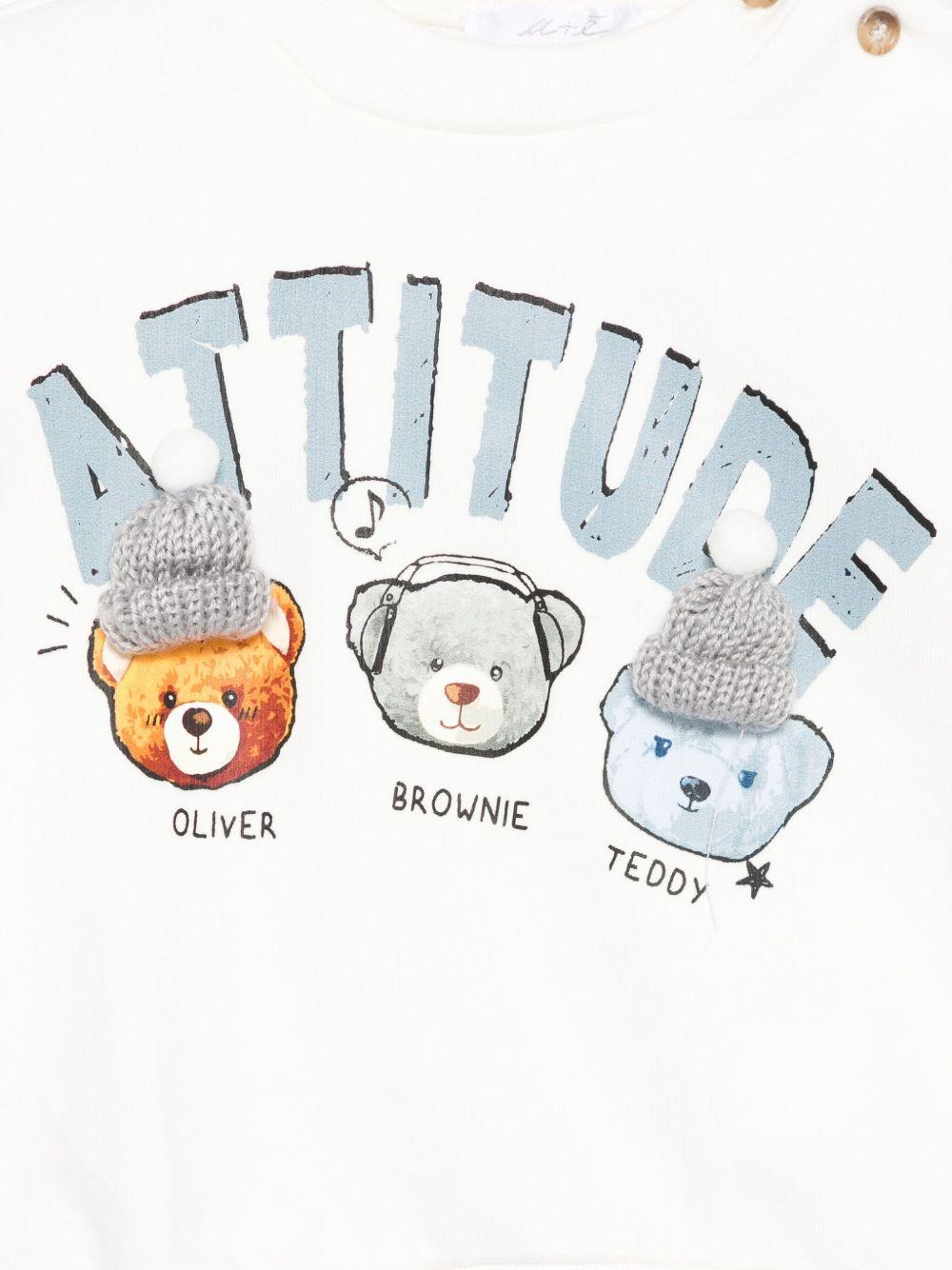 miss grant felpa girocollo con orsetti con cappello applicato UEM0686BI Miss Grant