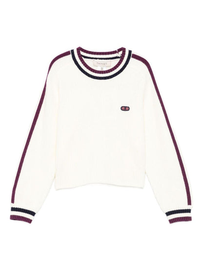 twin set maglia girocollocon banda a contrasto 252GJ303000435 Twin set