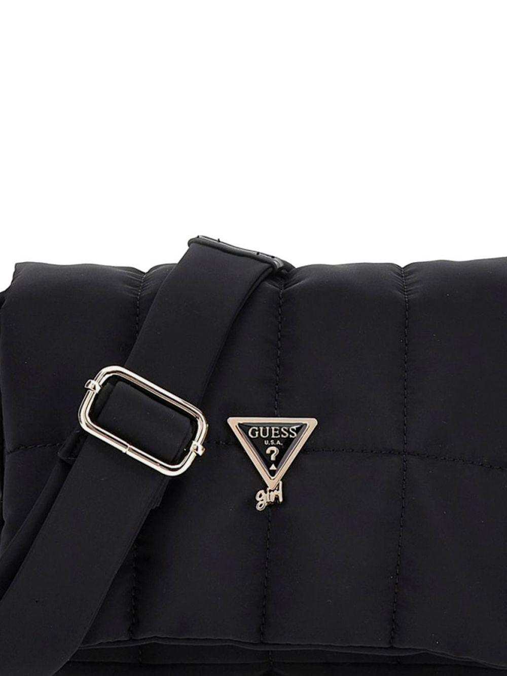 guess borsa con tracolla in tessuto trapuntata con logo oro J5BZ37WFTO0JBLK guess