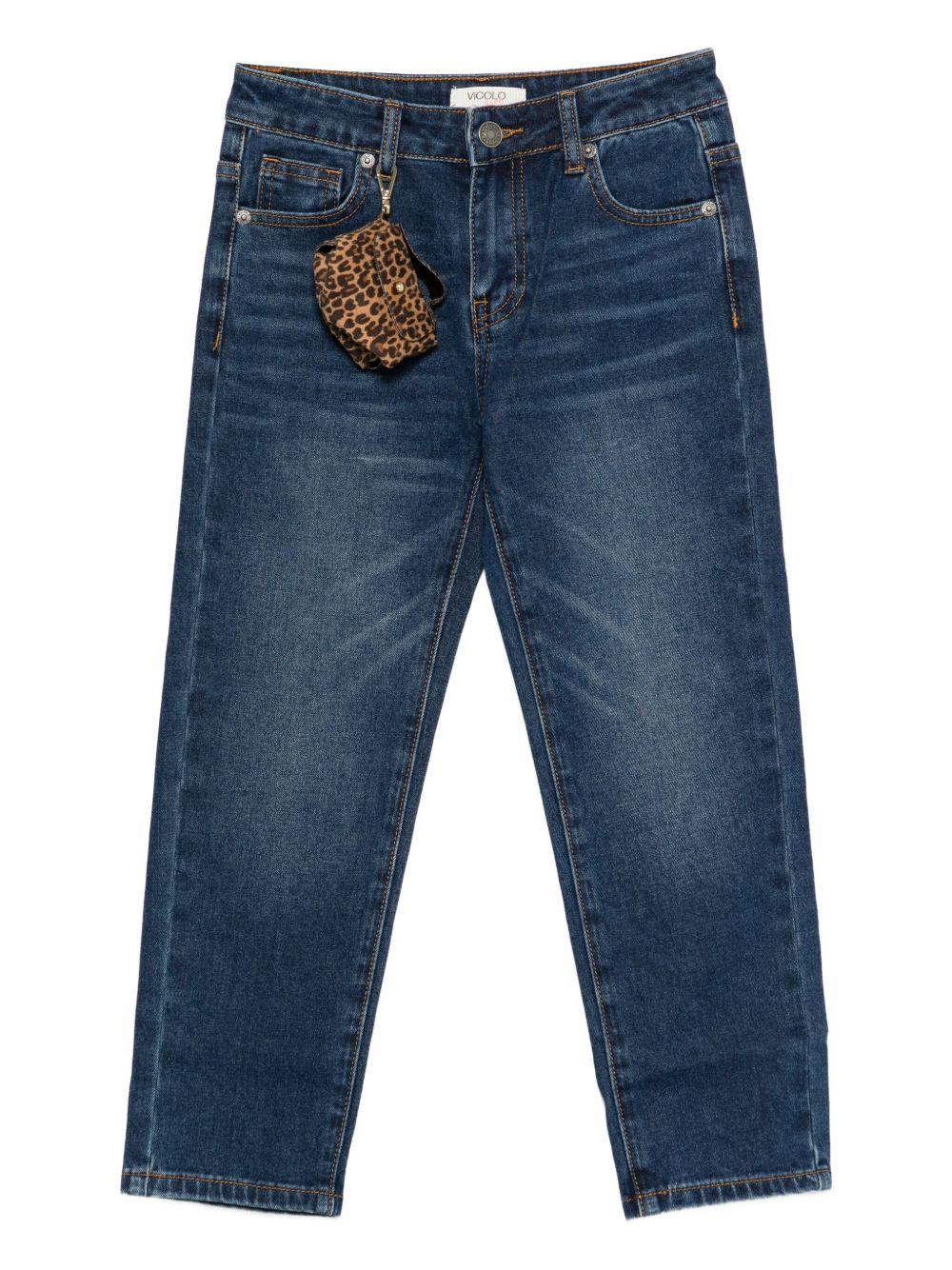 vicolo denim con scritta sul di dietro e borsetta maculata 3141PD00226BL vicolo