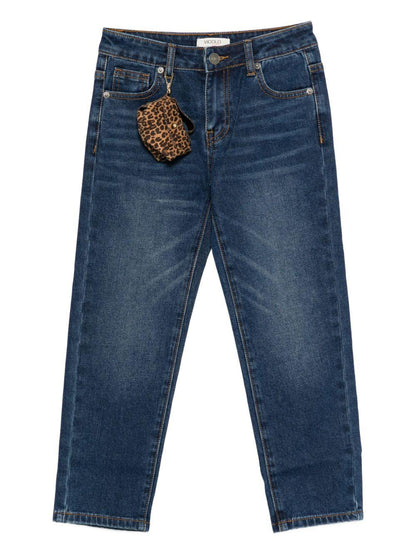 vicolo denim con scritta sul di dietro e borsetta maculata 3141PD00226BL vicolo