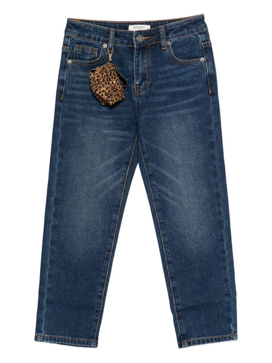 vicolo denim con scritta sul di dietro e borsetta maculata 3141PD00226BL vicolo