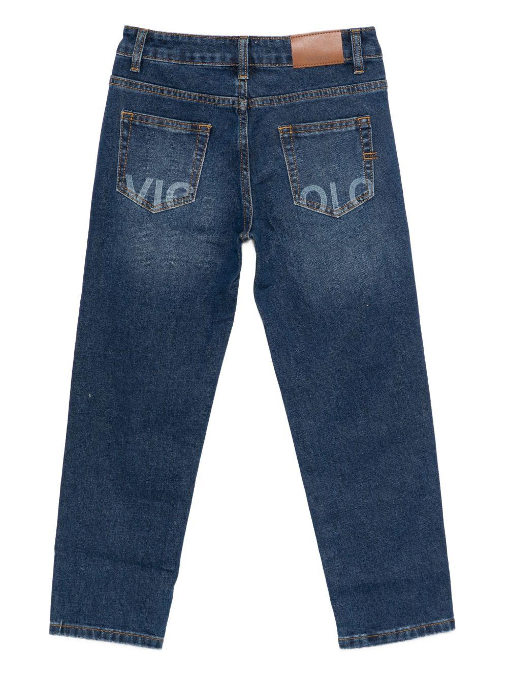 vicolo denim con scritta sul di dietro e borsetta maculata 3141PD00226BL vicolo
